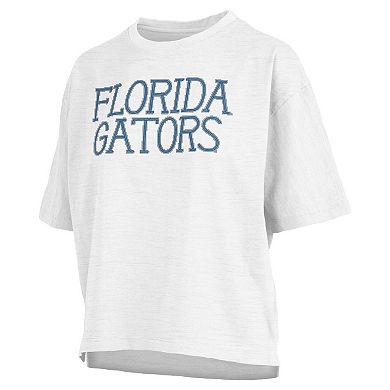 Women's Pressbox White Florida Gators Motley Crew Chain Stitch Slub Waist Length Boxy T-Shirt