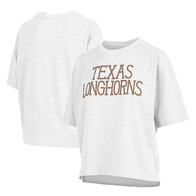 Women's Pressbox White Texas Longhorns Motley Crew Chain Stitch Slub Waist Length Boxy T-Shirt