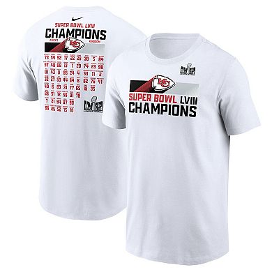 Men's Nike White Kansas City Chiefs Super Bowl LVIII Champions Roster T-Shirt