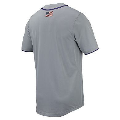 Men's Nike Gray LSU Tigers Replica Full-Button Baseball Jersey