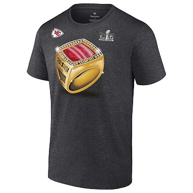 Men's Fanatics Branded Heather Charcoal Kansas City Chiefs Super Bowl LVIII Champions Ring Season T-Shirt