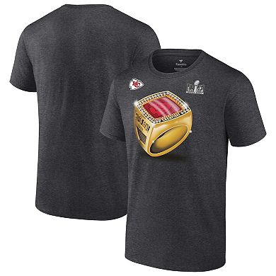 Men's Fanatics Branded Heather Charcoal Kansas City Chiefs Super Bowl LVIII Champions Ring Season T-Shirt