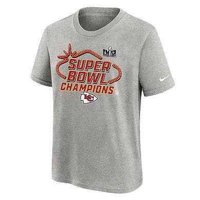 Youth Nike  Gray Kansas City Chiefs Super Bowl LVIII Champions Locker Room Trophy Collection T-Shirt