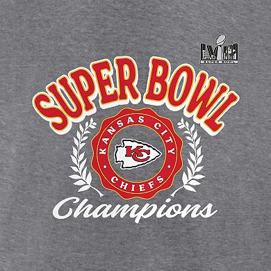 Women's Fanatics Branded  Heather Gray Kansas City Chiefs Super Bowl LVIII Champions Written Script Tri-Blend 3/4-Sleeve T-Shirt