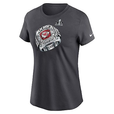 Women's Nike  Anthracite Kansas City Chiefs Four-Time Super Bowl Champions T-Shirt