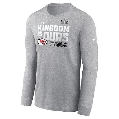 Men's Nike Heather Gray Kansas City Chiefs Super Bowl LVIII Champions Local Fashion Long Sleeve T-Shirt