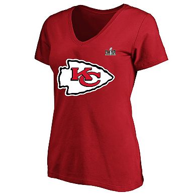 Women's Fanatics Branded Travis Kelce Red Kansas City Chiefs Super Bowl LVIII Plus Size Name & Number V-Neck T-Shirt