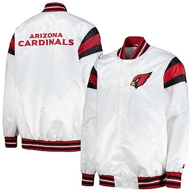Men's Starter White Arizona Cardinals Satin Full-Snap Varsity Jacket