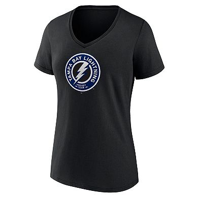 Women's Fanatics Branded  Black Tampa Bay Lightning Alternate Logo V-Neck T-Shirt