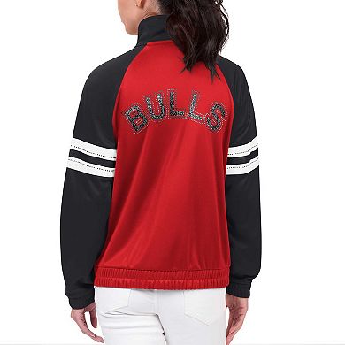 Women's G-III 4Her by Carl Banks Red Chicago Bulls Main Player Raglan Rhinestone Full-Zip Track Jacket