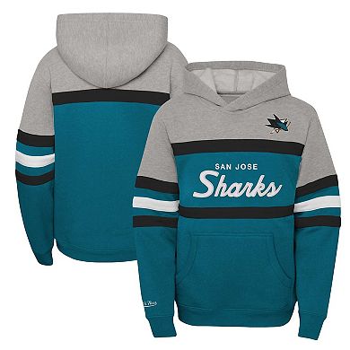 Youth Mitchell & NessÂ Teal San Jose Sharks Head Coach Pullover Hoodie
