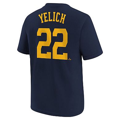 Youth Nike Christian Yelich Navy Milwaukee Brewers Home Player Name & Number T-Shirt
