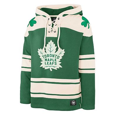 Men's '47 Kelly Green Toronto Maple Leafs St. Patrick's Day Superior Lacer Pullover Hoodie
