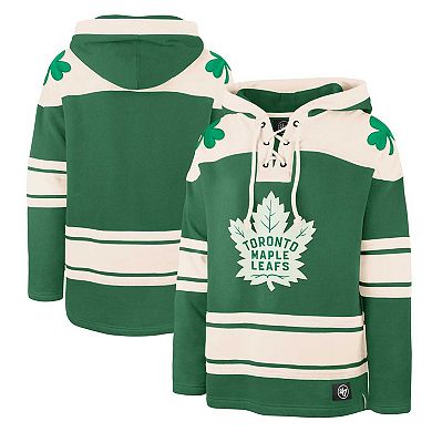 Men's '47 Kelly Green Toronto Maple Leafs St. Patrick's Day Superior Lacer Pullover Hoodie