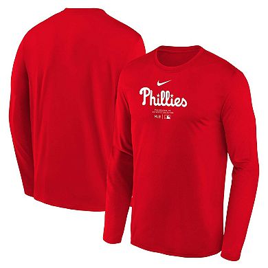 Youth Nike Red Philadelphia Phillies Authentic Collection Long Sleeve Performance T-Shirt