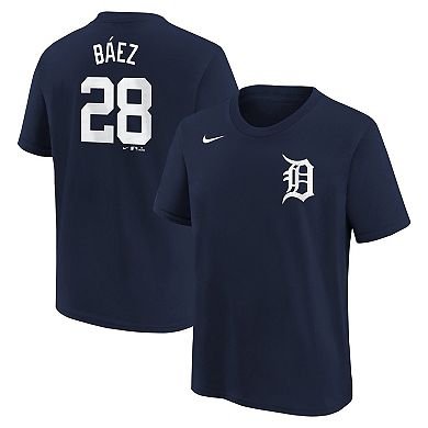 Youth Nike Javier Baez Navy Detroit Tigers Home Player Name & Number T-Shirt