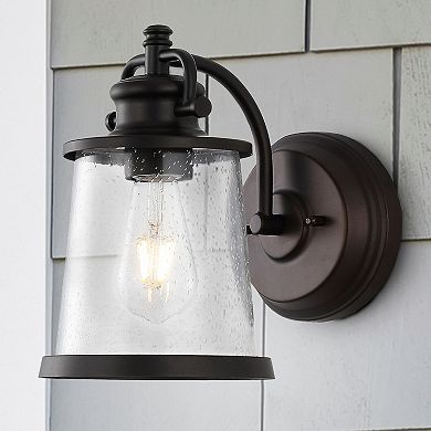 Marais Iron/seeded Glass Vintage Rustic Led Outdoor Lantern