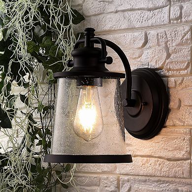 Marais Iron/seeded Glass Vintage Rustic Led Outdoor Lantern