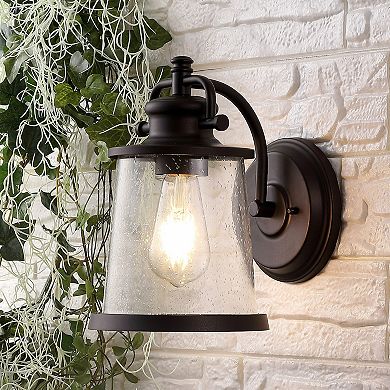 Marais Iron/seeded Glass Vintage Rustic Led Outdoor Lantern