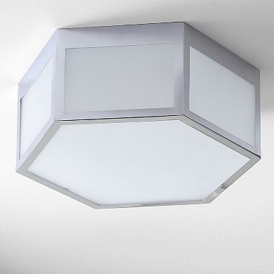 Minimo Hexagon Metalfrosted Glass Led Flush Mount