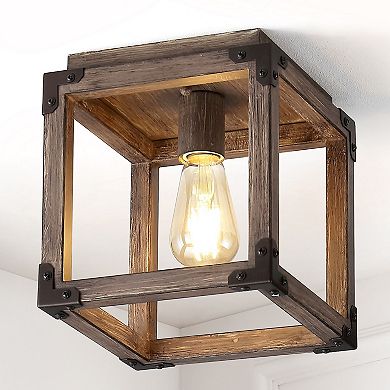 Magnolia Iron Rustic Farmhouse Led Flush Mount