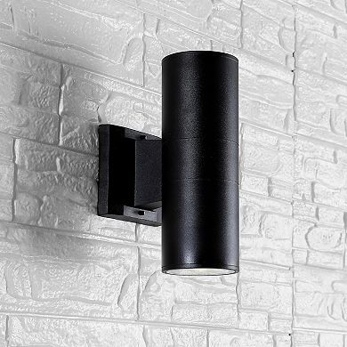 Duo Modern Midcentury Cylinder Outdoor Metal/glass Integrated Led Wall Sconce