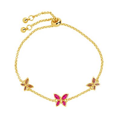 MC Collective Pink Cubic Zirconia Butterfly Station Adjustable Bracelet