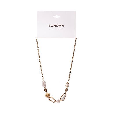 Sonoma Goods For Life® Gold Tone Simulated Pearl & Wrapped Short Chain Necklace