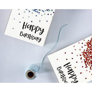 48 Greeting Happy Birthday Card Bulk Box Set Confetti Designs W/envelopes, 4"x6"