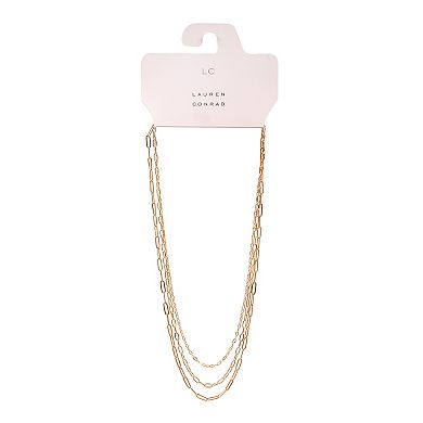 LC Lauren Conrad Gold Tone Multi-Row Paperclip Chain Necklace