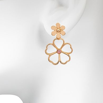 LC Lauren Conrad Gold Tone Wire Floral Drop Earrings
