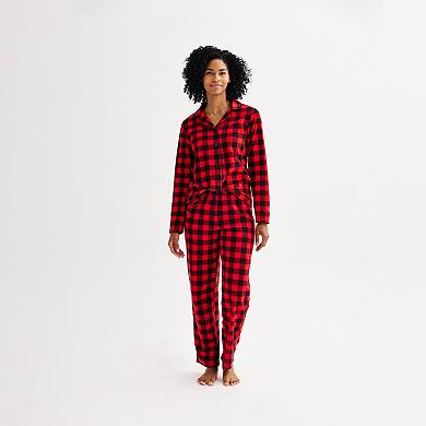 Women's Jammies For Your Families® Merry & Bright Buffalo Plaid Notch Pajama Top & Pajama Bottoms Set