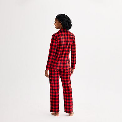 Women's Jammies For Your Families® Merry & Bright Buffalo Plaid Notch Pajama Top & Pajama Bottoms Set