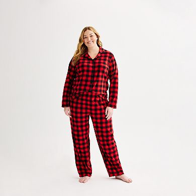 Plus Size Jammies For Your Families® Merry & Bright Buffalo Plaid Notch Pajama Top & Pajama Bottoms Set