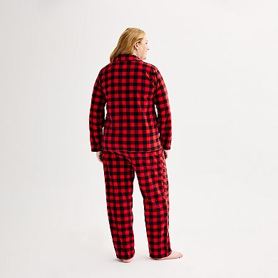 Plus Size Jammies For Your Families® Merry & Bright Buffalo Plaid Notch Pajama Top & Pajama Bottoms Set