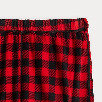 Women's Jammies For Your Families?? Adaptive Merry & Bright Buffalo Plaid Pajama Top & Fleece Wide Leg Pajama Bottoms Set