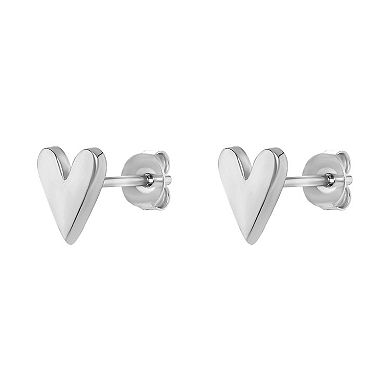 PRIMROSE Sterling Silver Polished Heart Stud Earrings