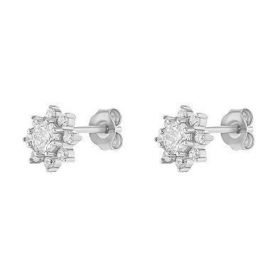 PRIMROSE Sterling Silver Cubic Zirconia Flower Stud Earrings