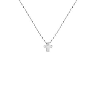PRIMROSE Sterling Silver Polished Rounded Cross Pendant Necklace