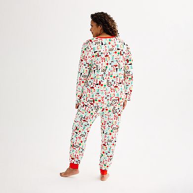 Plus Size Jammies For Your Families® Fa La La Pajama Top & Jogger Pajama Bottoms Set