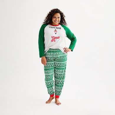 Plus Size Jammies For Your Families® Bear Pajama Top & Jogger Pajama Bottoms Set