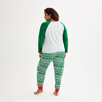 Plus Size Jammies For Your Families® Bear Pajama Top & Jogger Pajama Bottoms Set