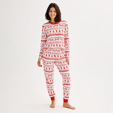 Petite Jammies For Your Families® Candy Cane Fairisle Pajama Top & Jogger Pajama Bottoms Set