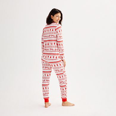 Petite Jammies For Your Families® Candy Cane Fairisle Pajama Top & Jogger Pajama Bottoms Set