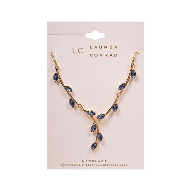 LC Lauren Conrad Gold Tone Simulated Crystal Vine Leaf Y Necklace