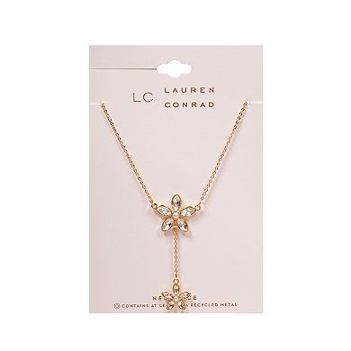 LC Lauren Conrad Gold Tone Floral Drop Necklace