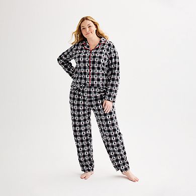 Plus Size Jammies For Your Families® Winter Plaid Notch Pajama Top & Pajama Bottoms Set