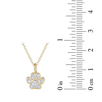 18K Gold Over Silver 1/10 Carat T.W. Diamond Paw Necklace