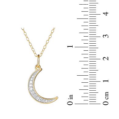 18K Gold Over Silver 1/10 Carat T.W. Diamond Moon Necklace