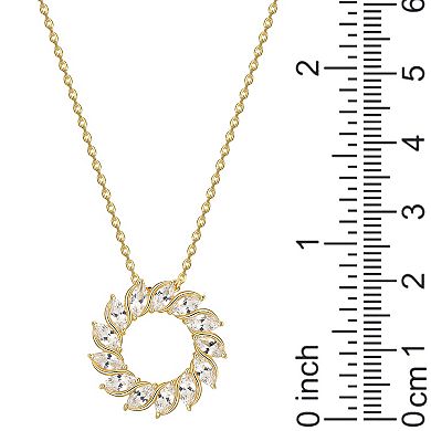 18K Gold Over Silver Created White Sapphire Starburst Pendant